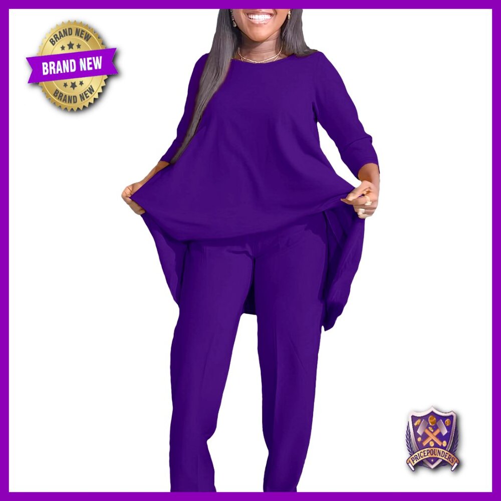 Plus Size Long Sleeve Top Wide Leg Pants Casual Sweatsuit Set